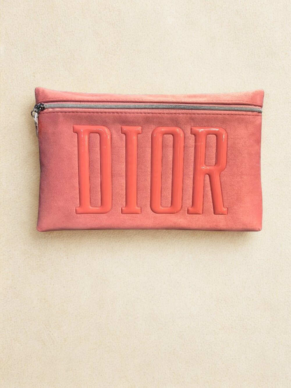 DIOR Limited Edition Pink Suede Large Trousse Clutch Makeup bag 💕NEW W/⭐️Charm
